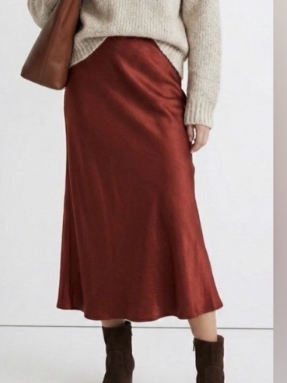 Madewell Women's Burgundy Midi Slip Skirt Size 8